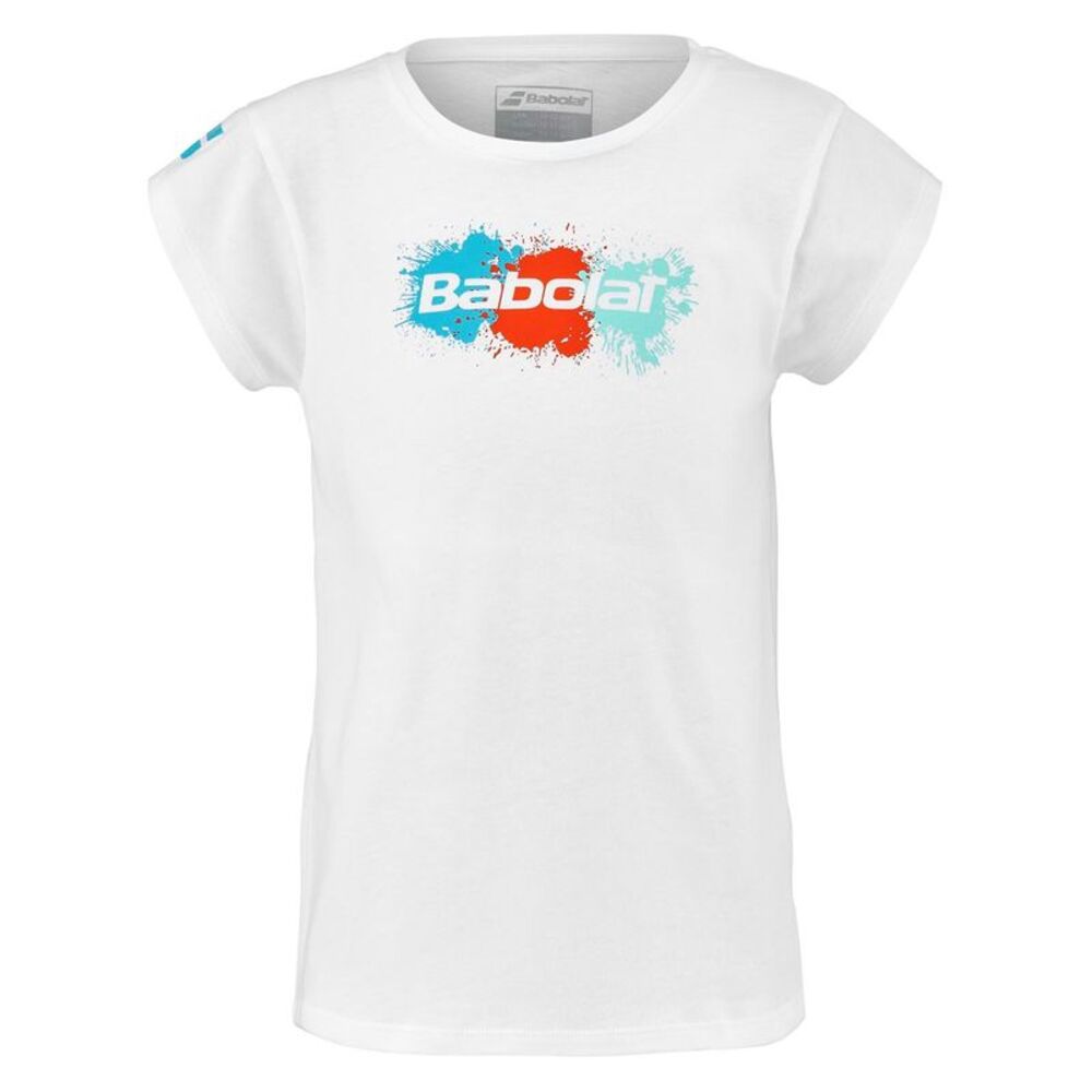 Babolat Childrens/Kids Paint Splatter Crew Neck Regular T-Shirt / White/Red/Blue